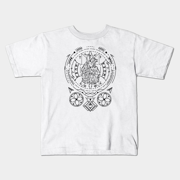 Fenrir | Norse Pagan Symbol Kids T-Shirt by CelestialStudio